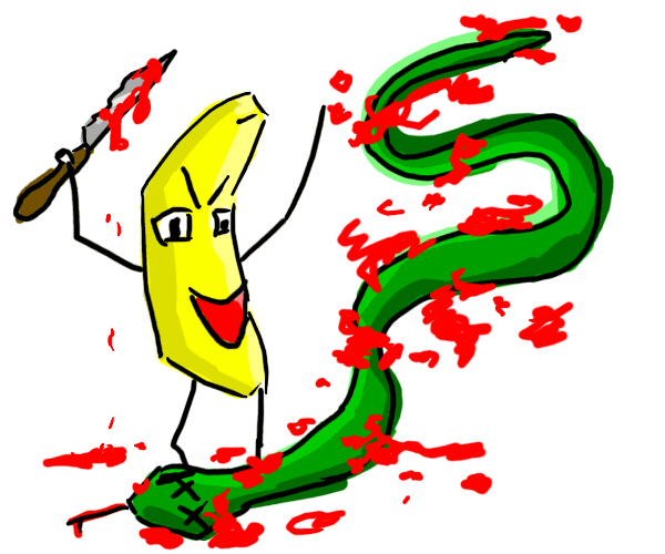 banana stabbing snake